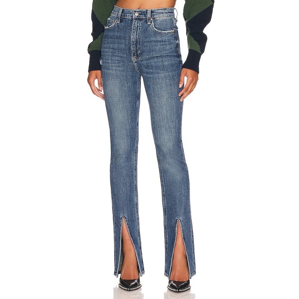 New Pistola Colleen High Rise Slim Boot Jean Willow Blue Women Size 29 Split Hem
